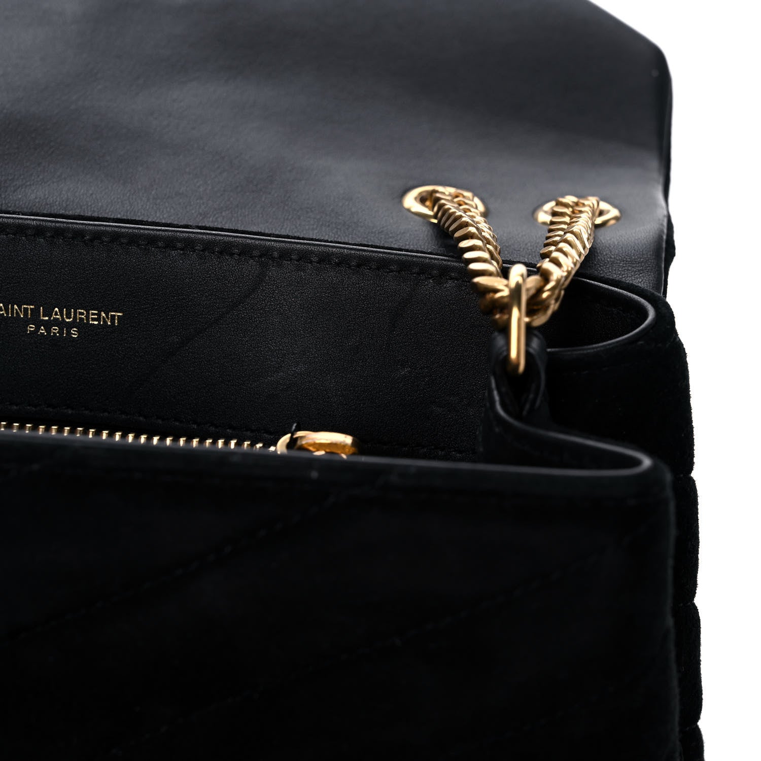Saint Laurent Velvet Y Quilted Monogram Small Loulou Chain Satchel Black 11 of 13