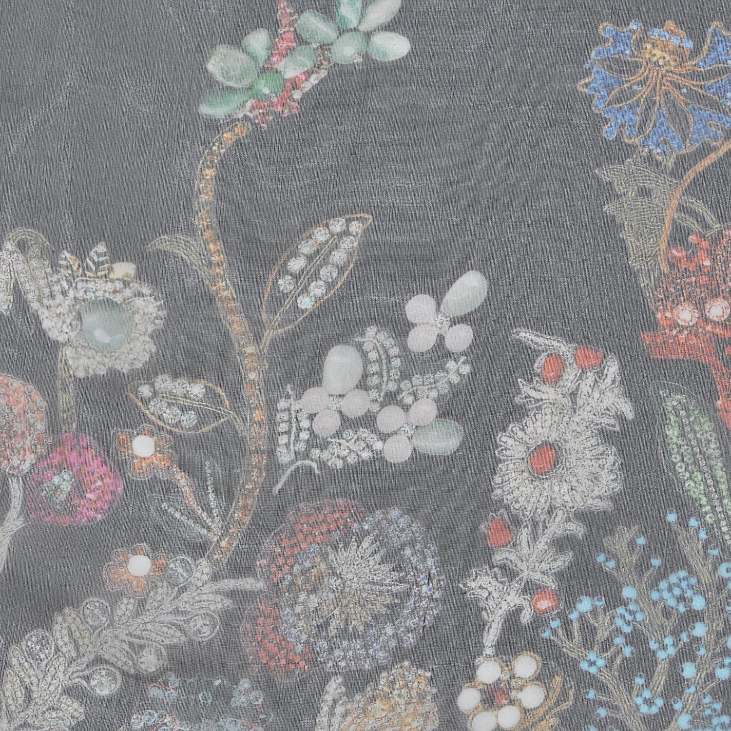Alexander McQueen Silk Chiffon Wild Meadow Shawl Black 4 of 4