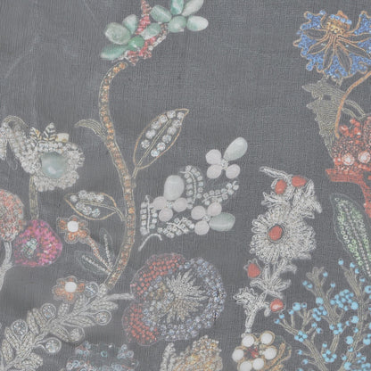 Alexander McQueen Silk Chiffon Wild Meadow Shawl Black 4 of 4