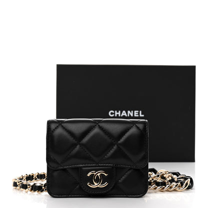 Chanel Lambskin Quilted Flap Chain Belt Bag Black 11 of 11