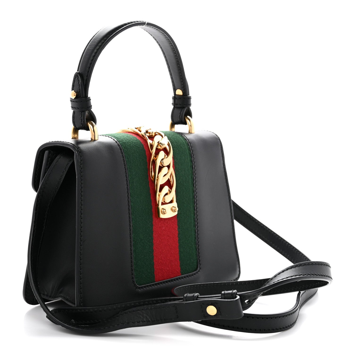 Gucci Calfskin Mini Sylvie Top Handle Bag Black 3 of 14