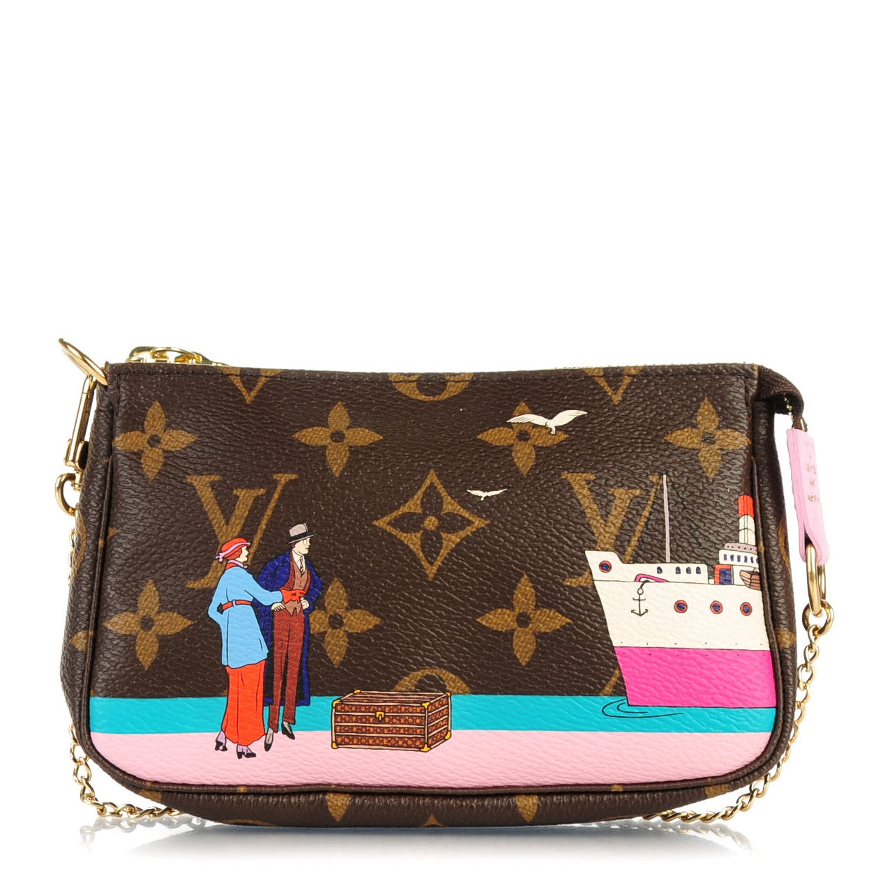 Monogram 2016 Christmas Animation Mini Pochette Accessories Rose Ballerine