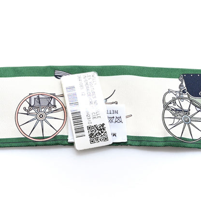 Hermes Silk Les Voitures Nouvelle Twilly Emeraude Creme Ciel 4 of 4