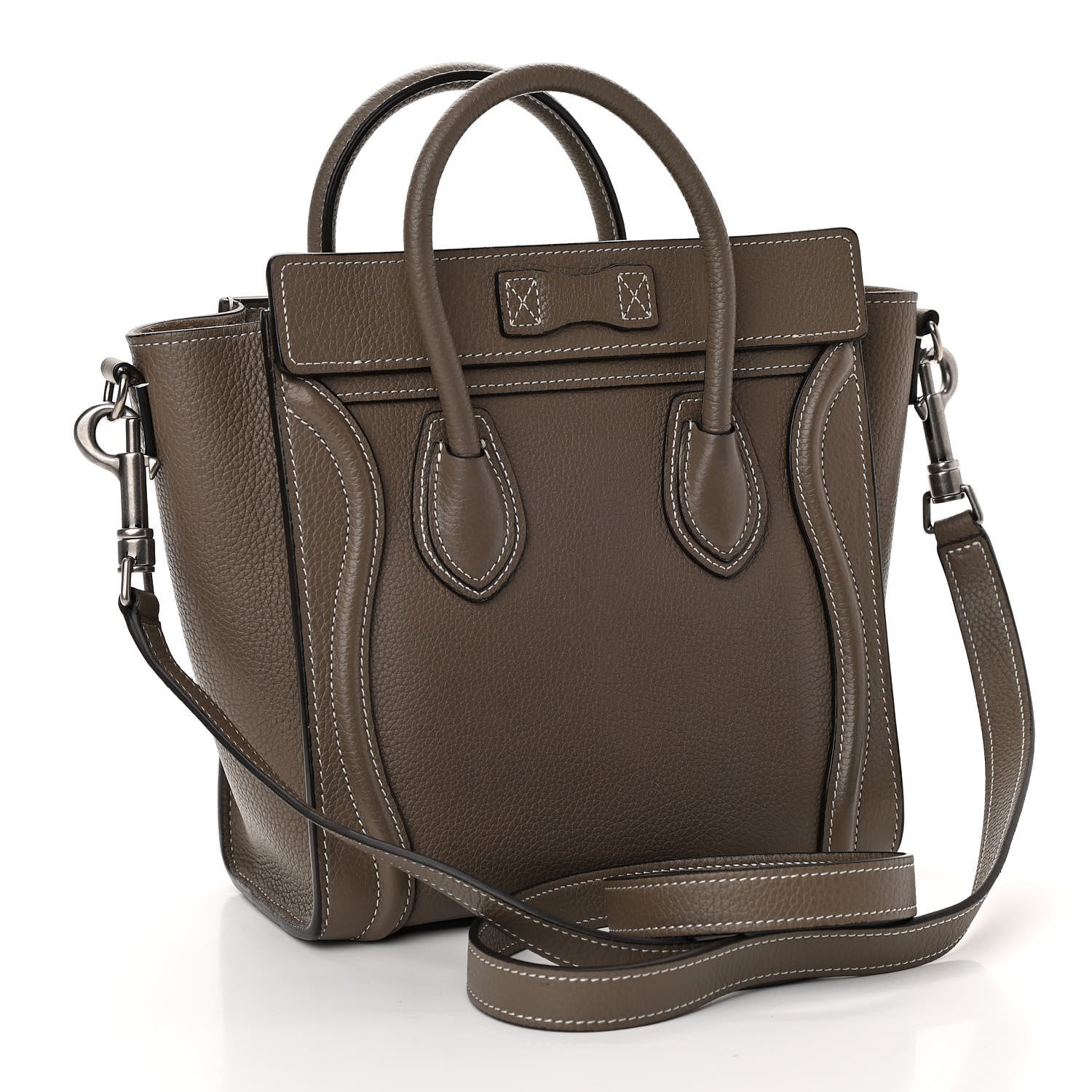 Celine Drummed Calfskin Nano Luggage Souris 3 of 10