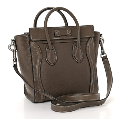 Celine Drummed Calfskin Nano Luggage Souris 3 of 10
