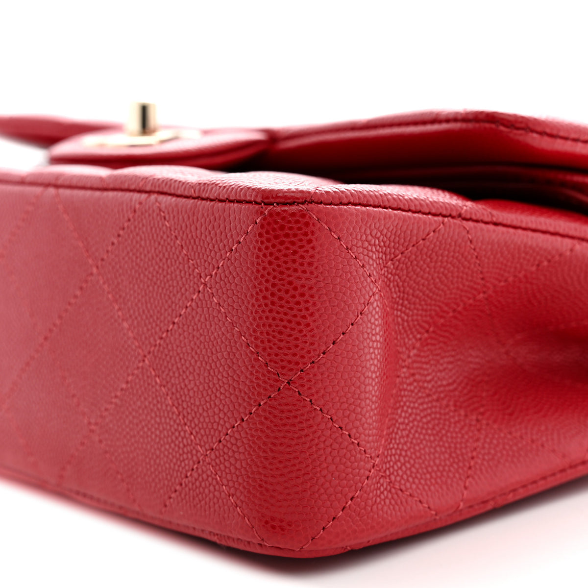 Caviar Quilted Small Double Flap Red