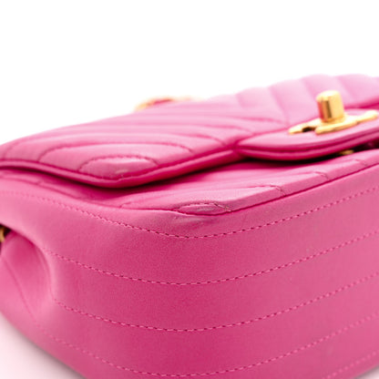 Chanel Lambskin Chevron Quilted Mini Square Flap Fuchsia 9 of 14