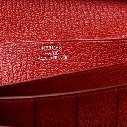 Hermes Chevre Mysore Bearn Gusset Wallet Rouge Garance 5 of 8