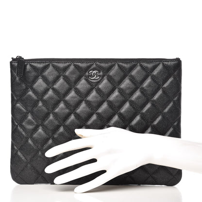 Chanel Iridescent Caviar Quilted Medium Cosmetic Case Black 2 of 8
