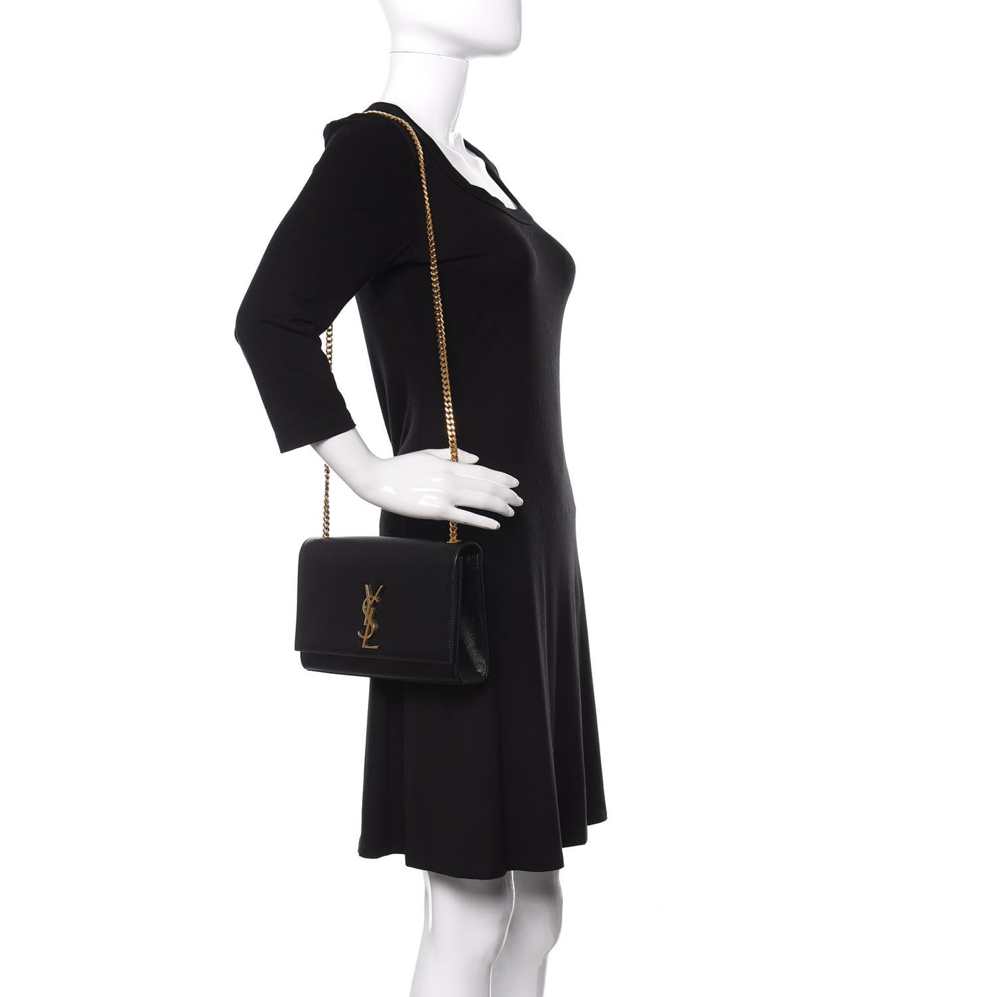 Grain De Poudre Medium Classic Monogram Kate Satchel Black