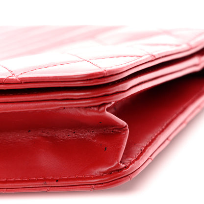 Chanel Glazed Calfskin Quilted Coco Boy Wallet On Chain WOC Red 11 of 13