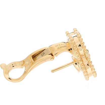 Van Cleef & Arpels 18K Yellow Gold Guilloche Vintage Alhambra Earrings 4 of 5