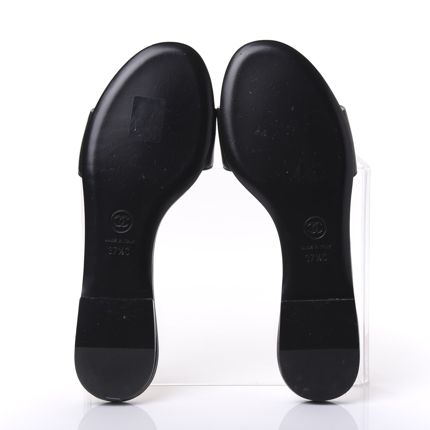 Chanel Lambskin Camellia Slides 37.5 Black 5 of 9