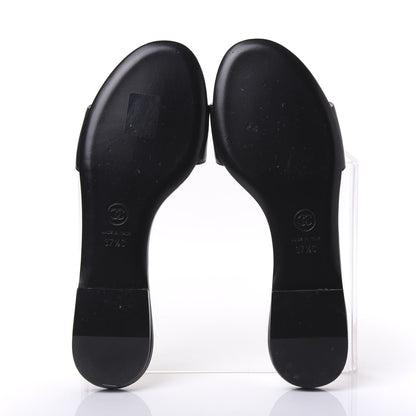 Chanel Lambskin Camellia Slides 37.5 Black 5 of 9