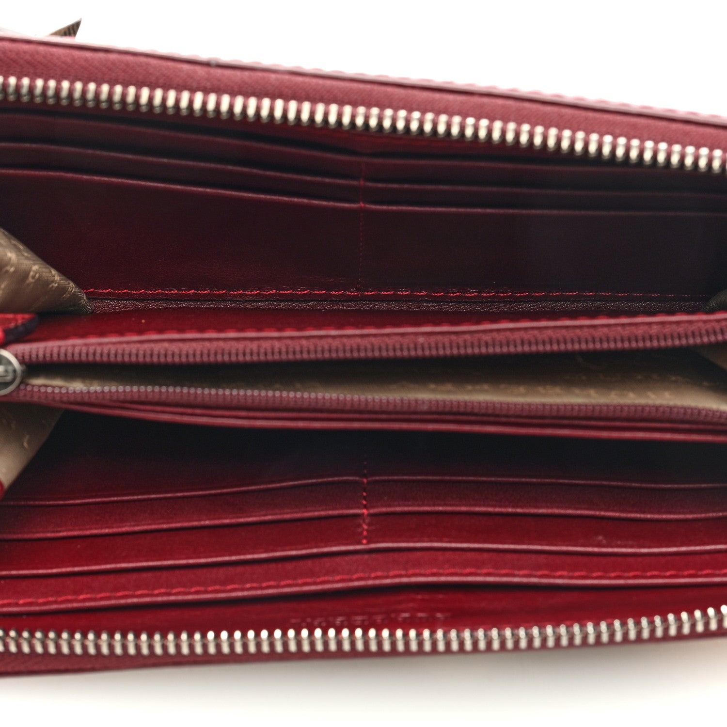 Burberry Patent Supernova Check Stars Large Zip Around Wallet Berry Red 5 of 6