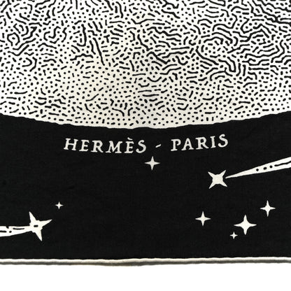 Hermes Silk Cashmere Clair De Lune Shawl 140 Black White 2 of 5