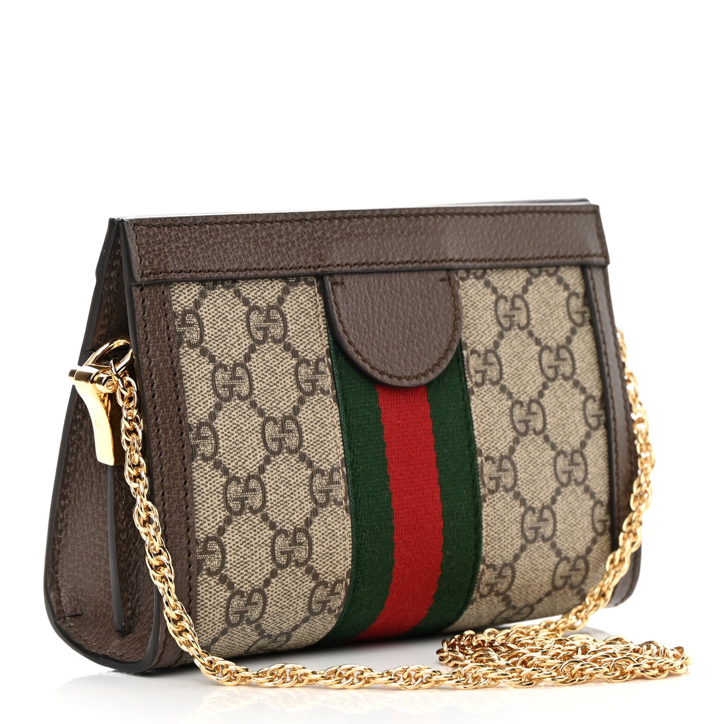 GG Supreme Monogram Textured Dollar Calfskin Web Mini Ophidia Chain Shoulder Bag Beige Ebony New Acero