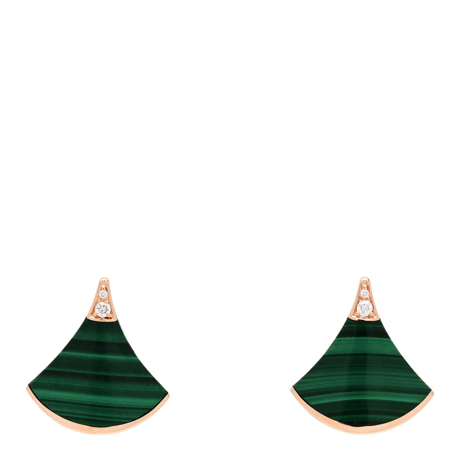 Bulgari 18K Rose Gold Diamond Malachite Divas' Dream Stud Earrings 1 of 4