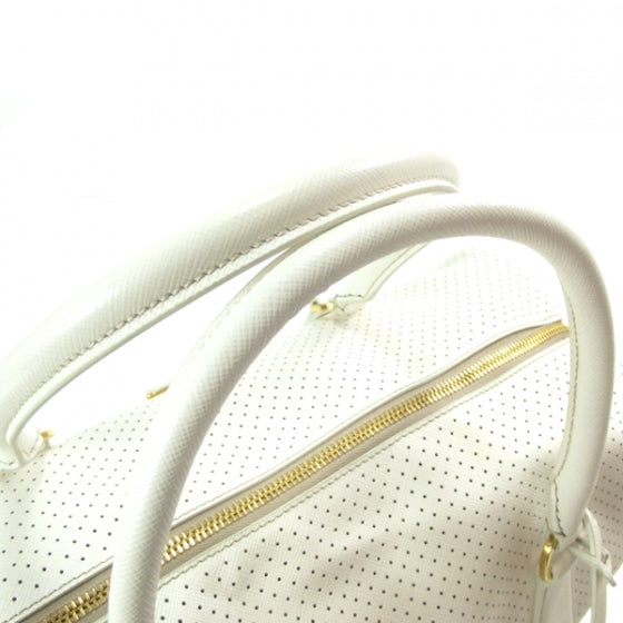 Prada Saffiano Perforated Bauletto White 6 of 14