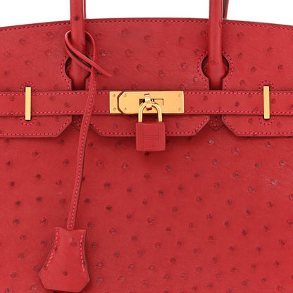 Hermes Ostrich Birkin 30 Rouge Vif 8 of 13