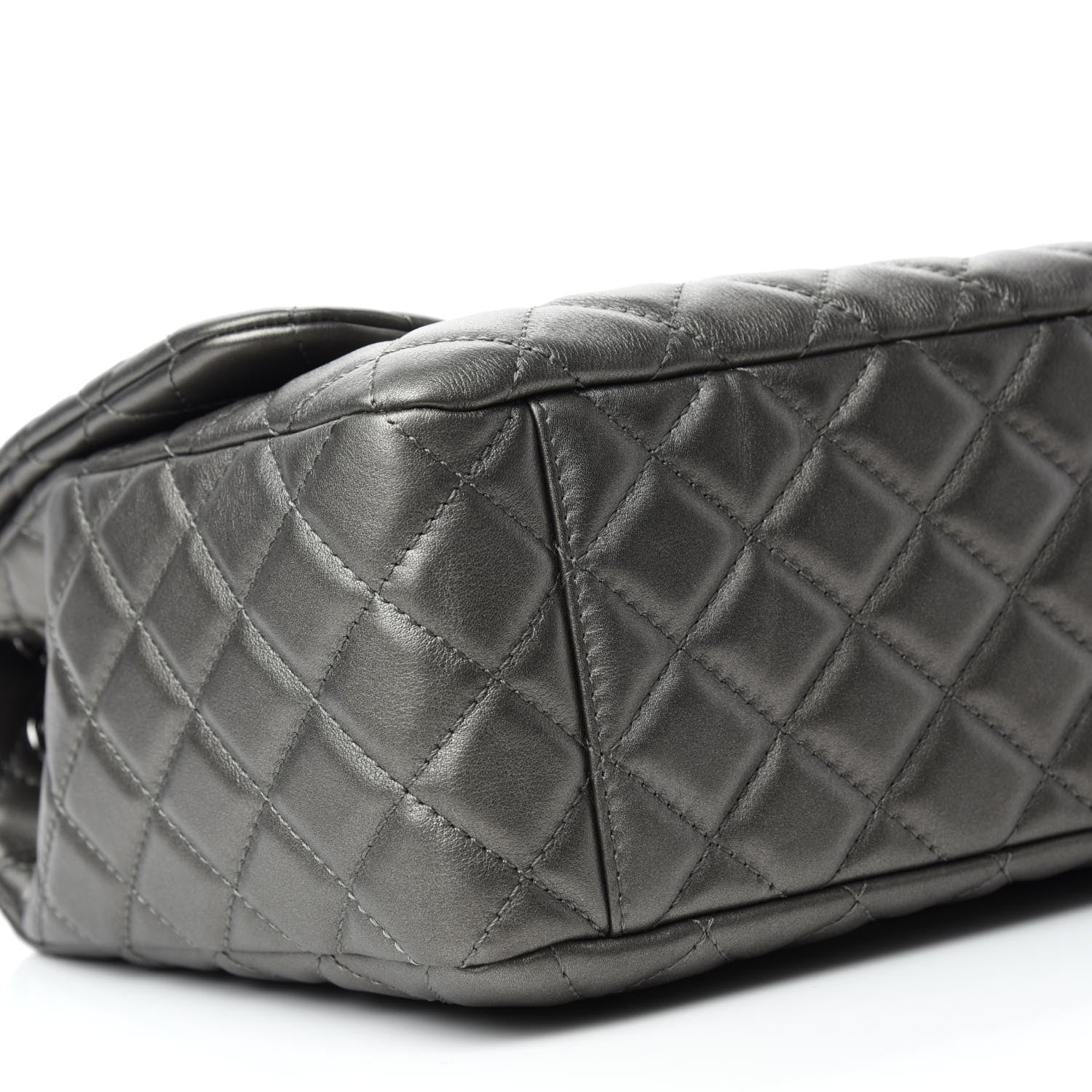 Chanel Metallic Calfskin Quilted Small XXL Travel Flap Bag Dark Silver 6 of 10