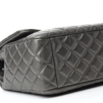 Chanel Metallic Calfskin Quilted Small XXL Travel Flap Bag Dark Silver 6 of 10