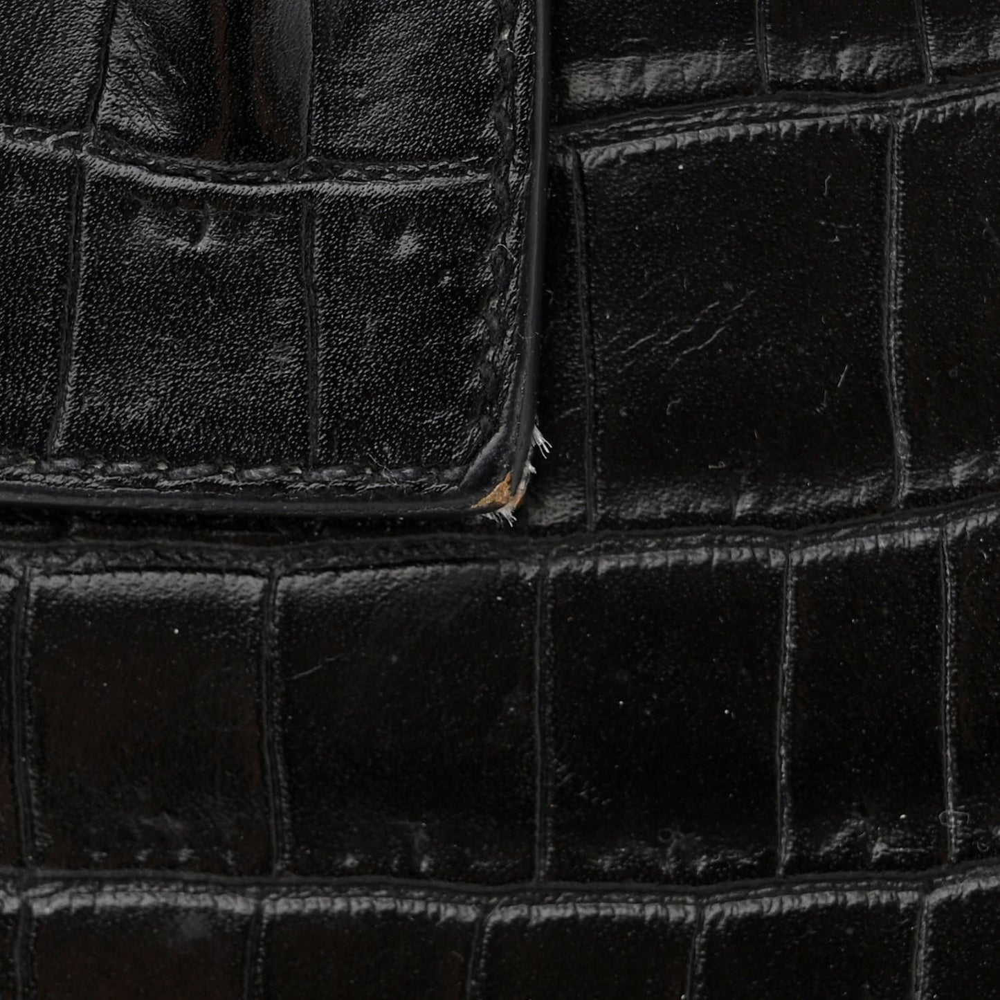 Calfskin Crocodile Embossed Baby Supple Sac De Jour Black