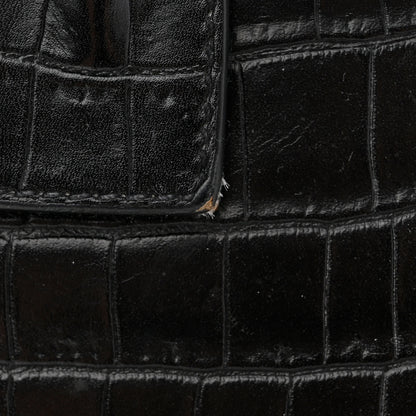 Saint Laurent Calfskin Crocodile Embossed Baby Supple Sac De Jour Black 10 of 10