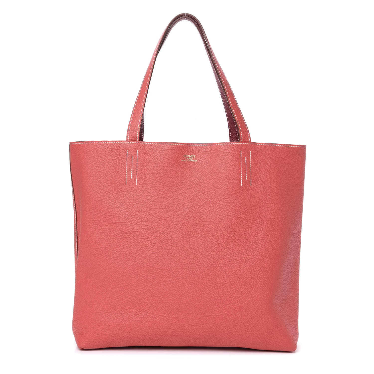 Hermes Taurillon Clemence Double Sens 36 Reversible Tote Rubis Bougainvillea 1 of 15