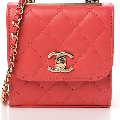 Chanel Lambskin Quilted Mini Trendy CC Chain Wallet Red 9 of 10