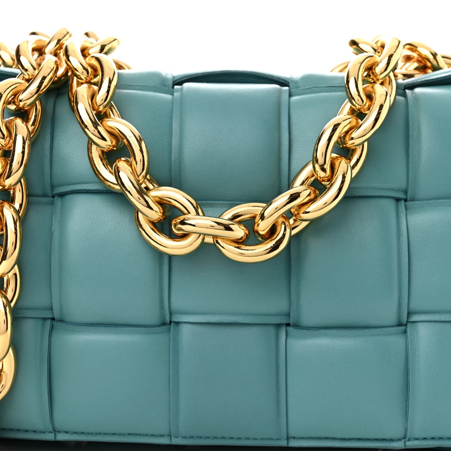 Lambskin Maxi Intreccio Padded Chain Cassette Crossbody Bag Linoleum