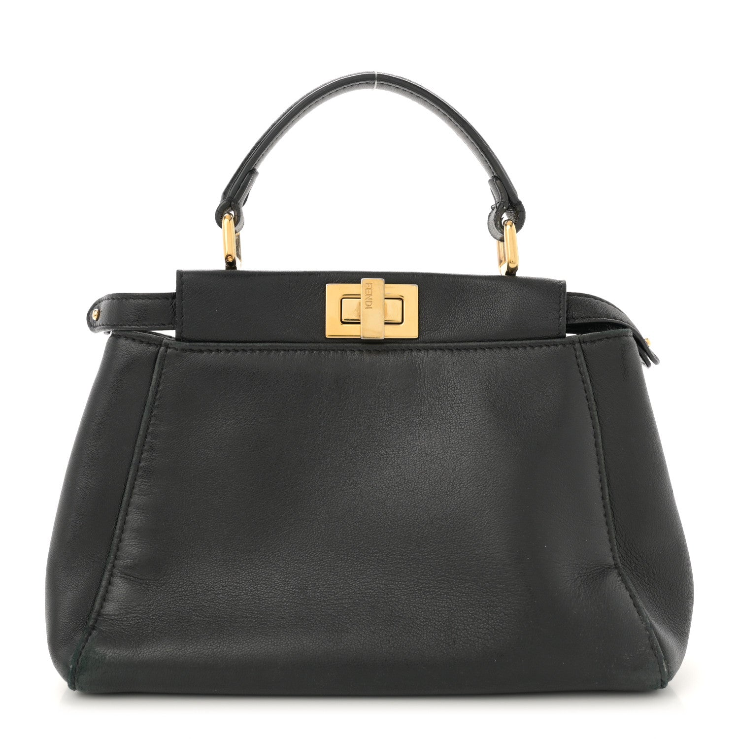 Fendi Nappa Mini Peekaboo Iconic Satchel Black 1 of 15