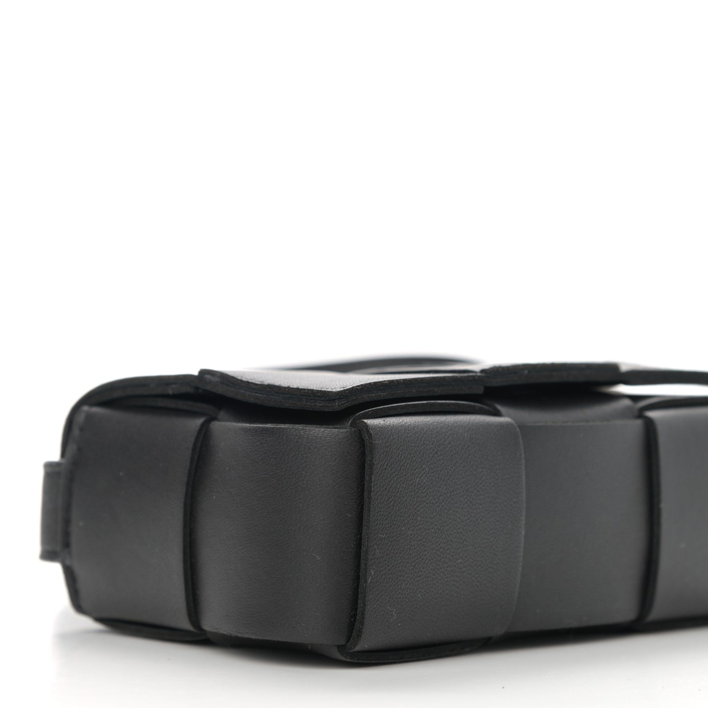 Lambskin Maxi Intrecciato Extra Mini Cassette Crossbody Bag Black