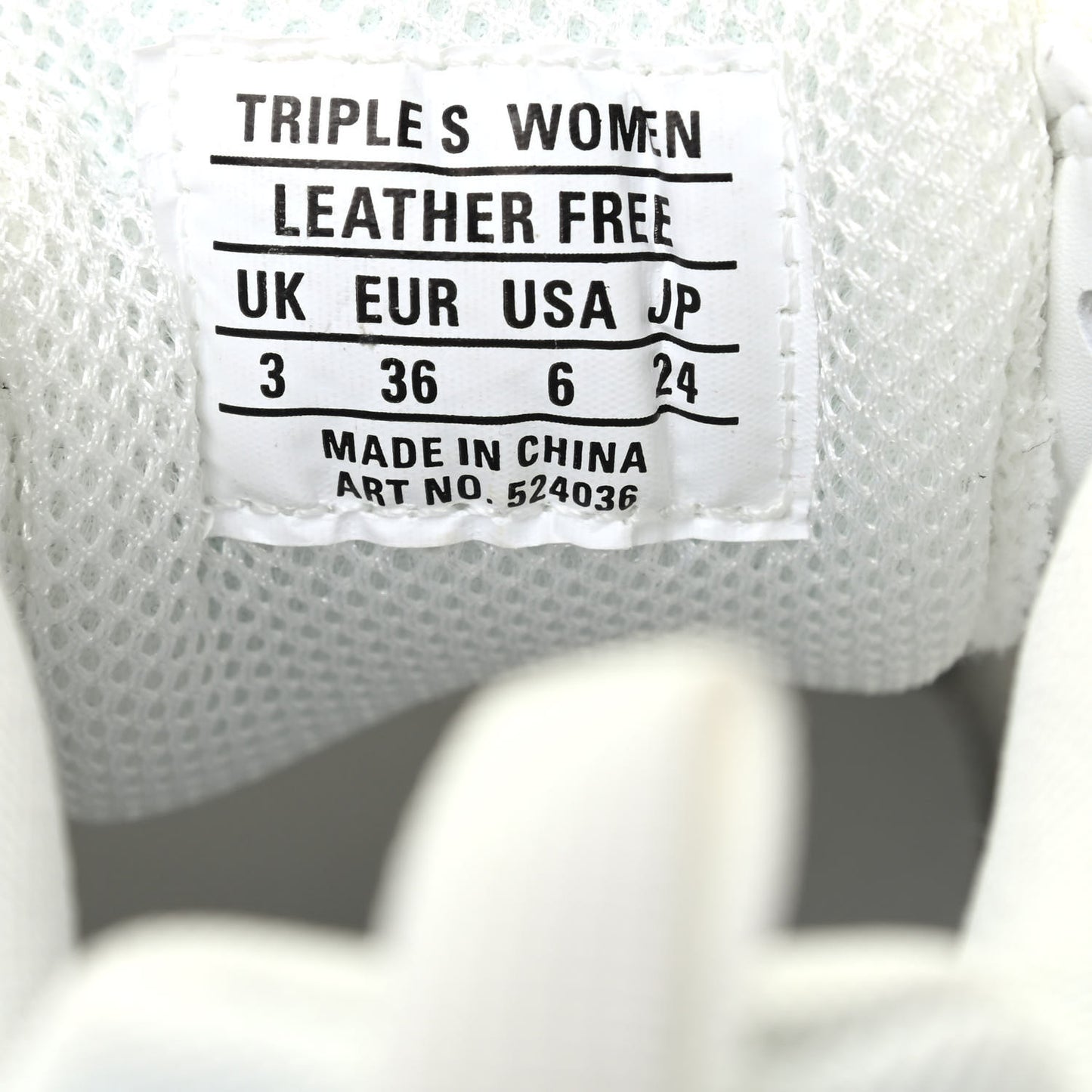 Fabric Mesh Womens Triple S Sneakers 36 White
