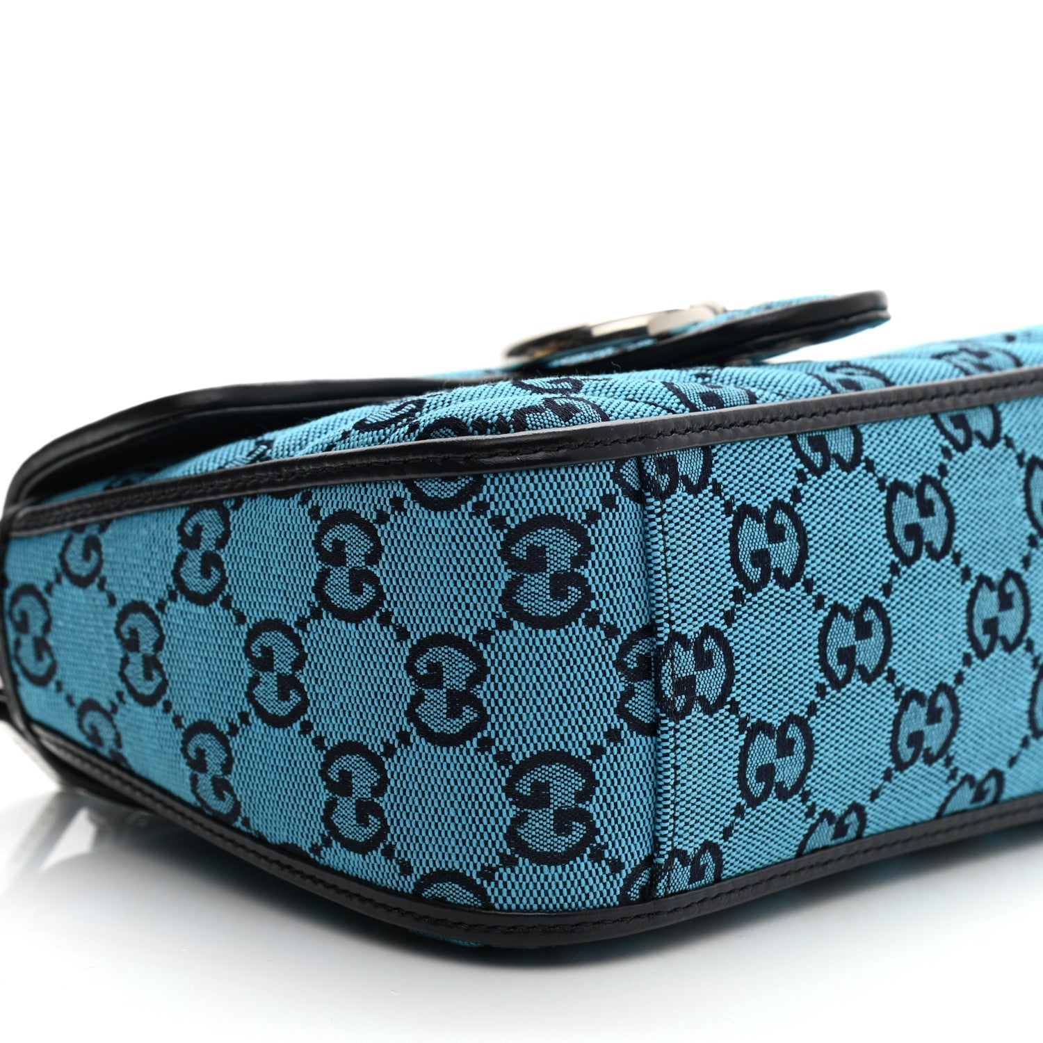 Gucci Monogram Multicolor Matelasse Diagonal Mini GG Marmont Top Handle Shoulder Bag Light Blue 9 of 11