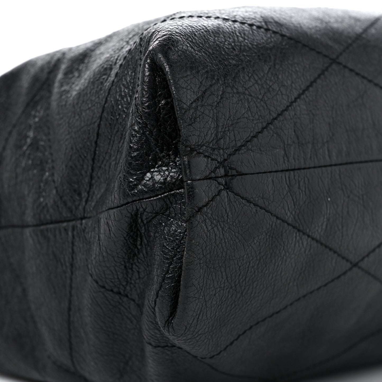 Crinkled Calfskin Quilted Carry Me Tote Black