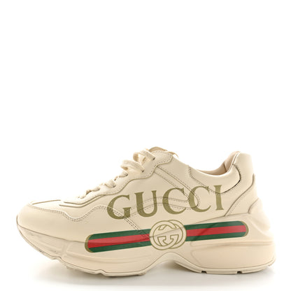 Gucci Calfskin Logo Womens Rhyton Sneakers 38 Ivory 1 of 15