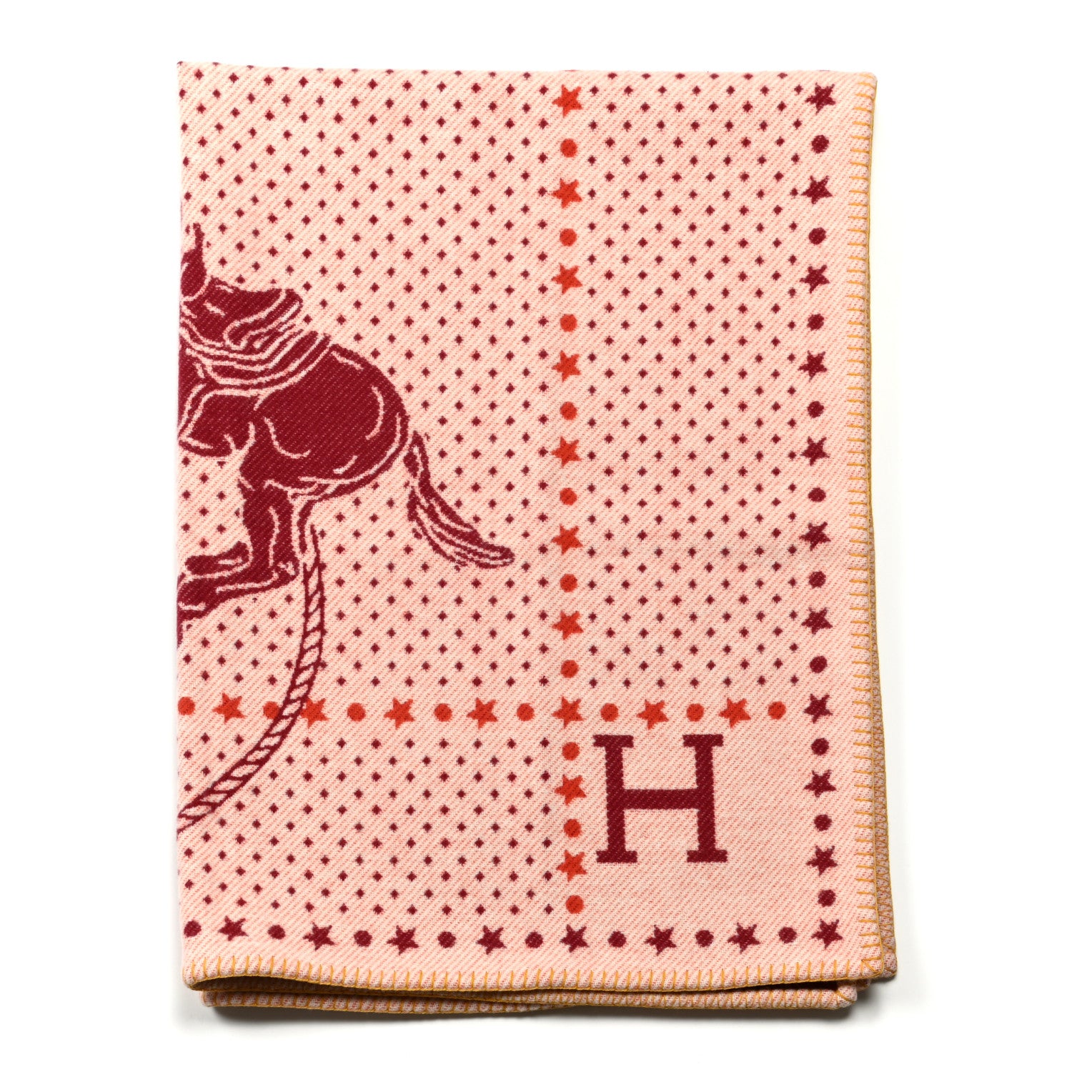 Hermes Wool Cashmere Western And Company Blanket Rouge H 1 of 3