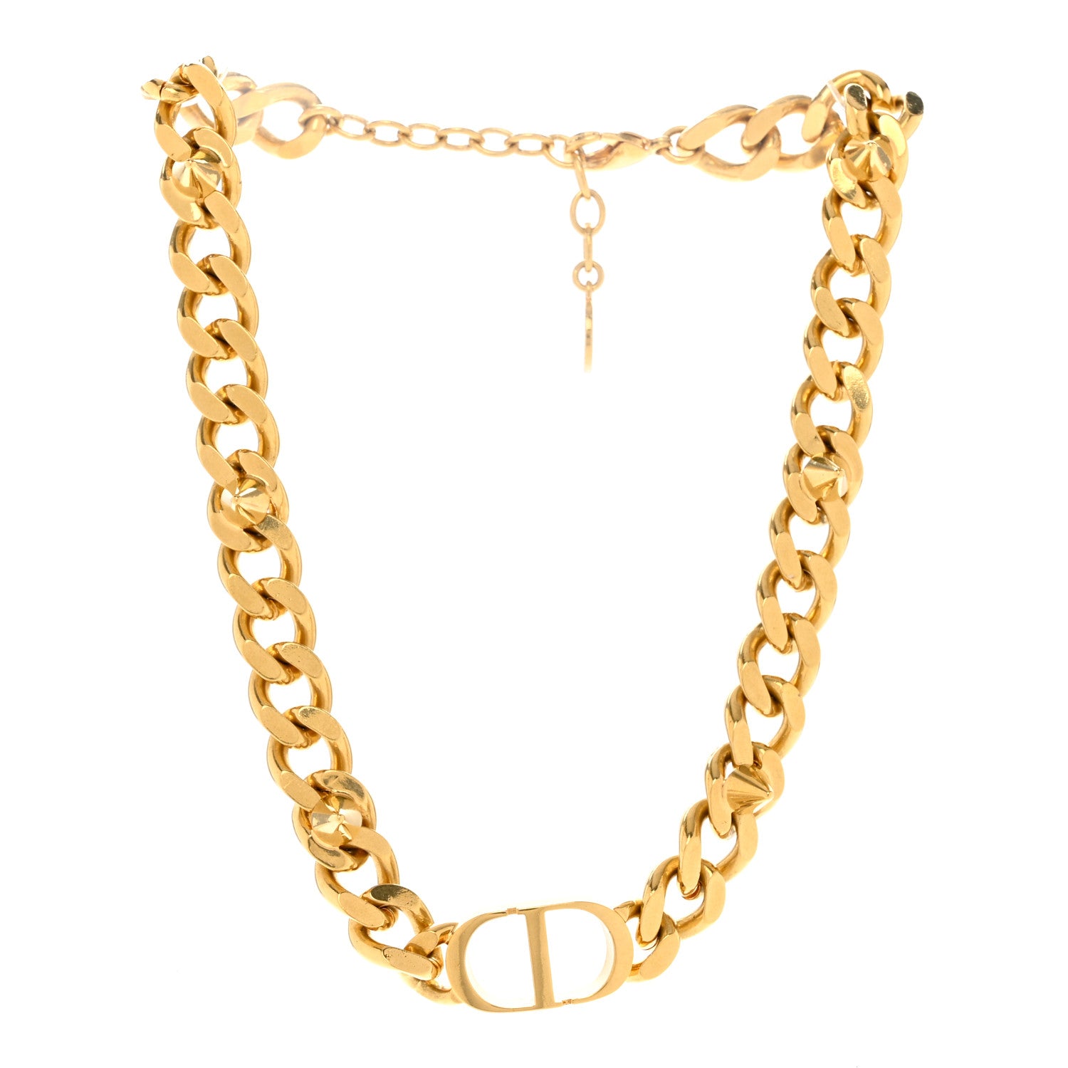 Christian Dior Metal Danseuse Etoile Chain Choker Necklace Gold