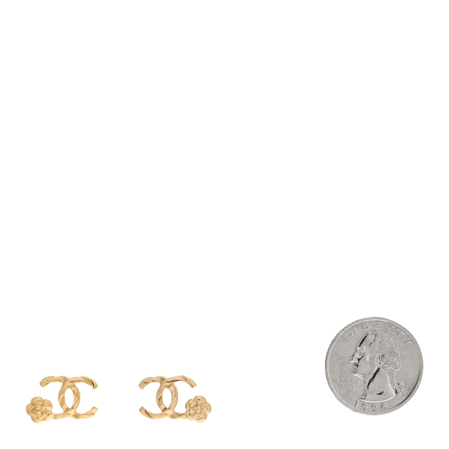Chanel Metal Camellia CC Earrings Gold 2 of 5