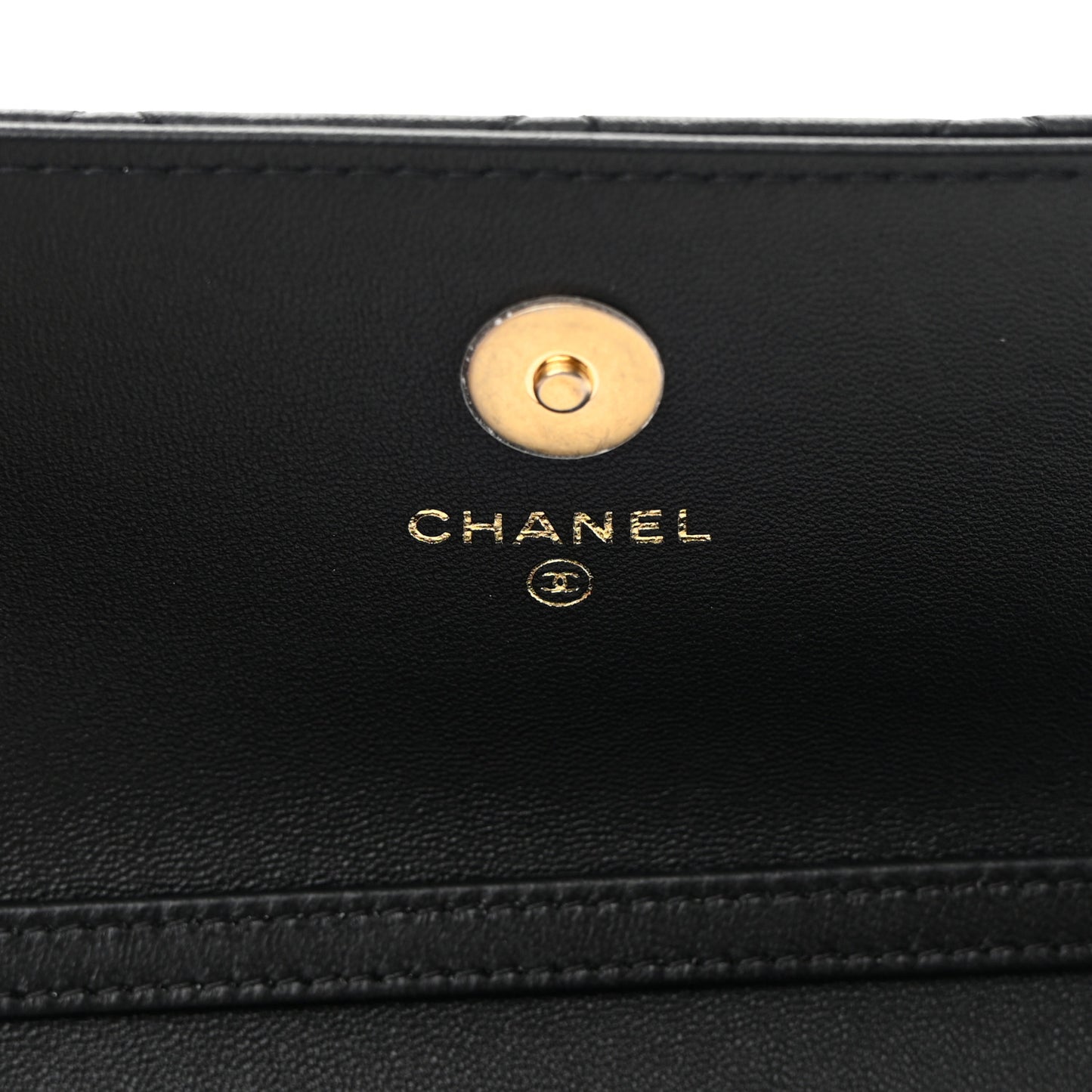 Lambskin Pearl Crush Quilted Flap Phone Holder With Chain Black