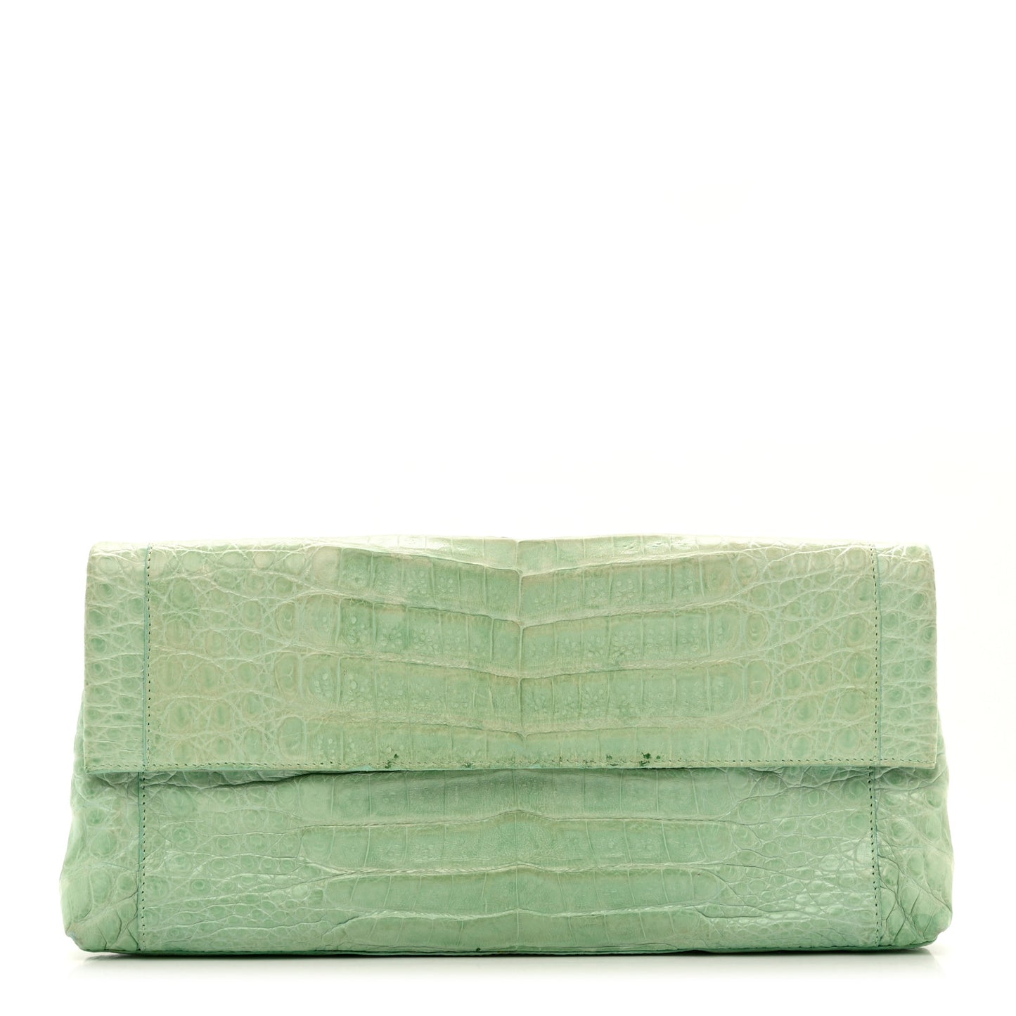 Crocodile Foldover Clutch Seafoam