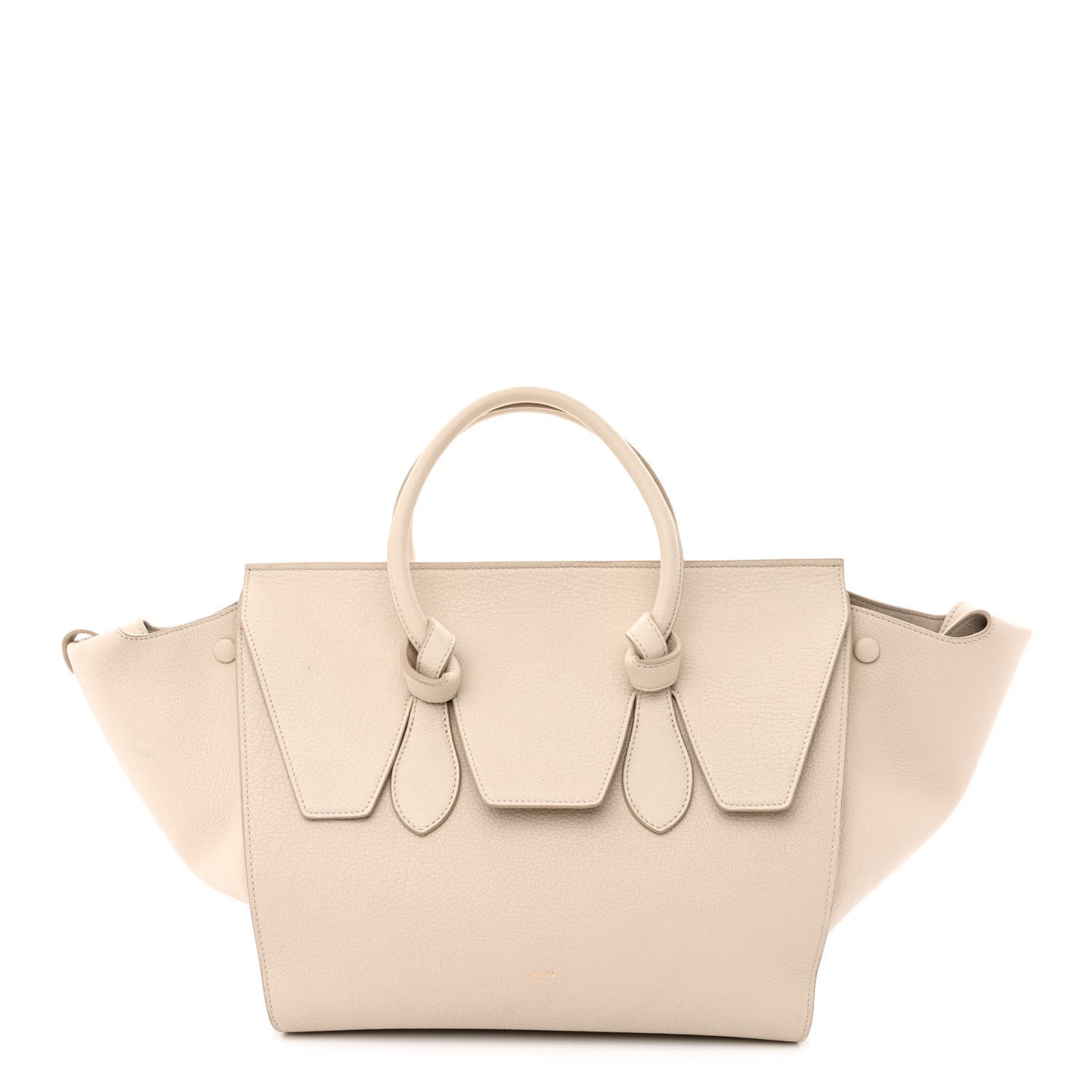 Crisped Calfskin Tie Knot Small Tote Chalk