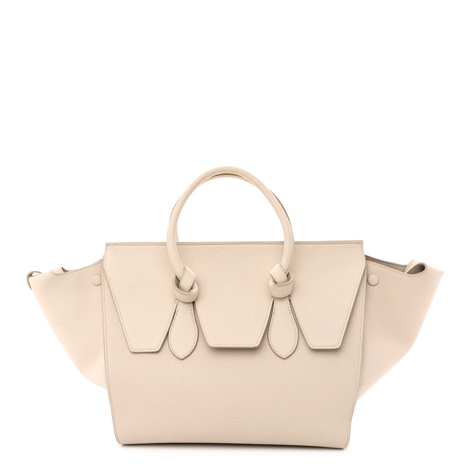 Celine Crisped Calfskin Tie Knot Small Tote Chalk 1 of 11
