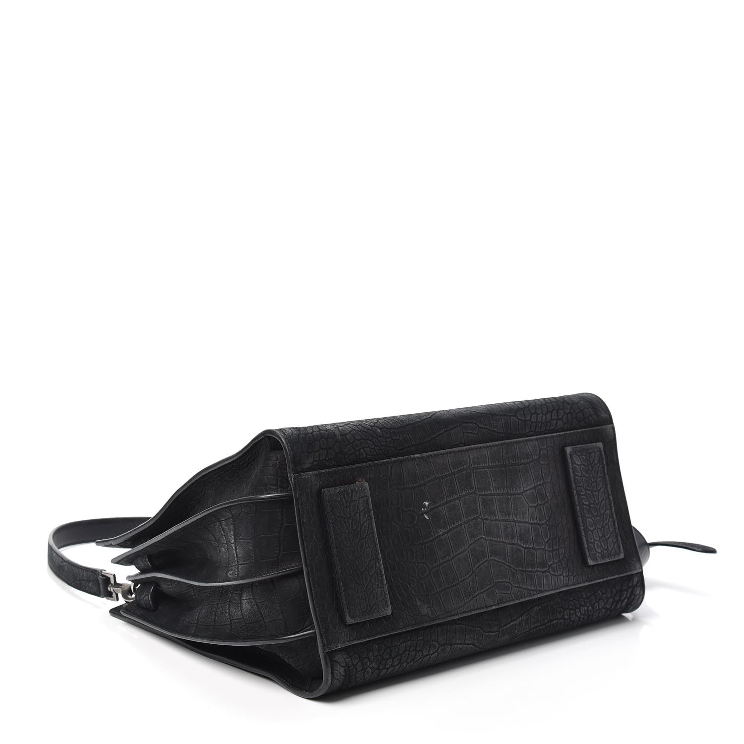 Saint Laurent Crocodile Embossed Suede Small Supple Sac De Jour Black 4 of 11
