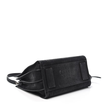Saint Laurent Crocodile Embossed Suede Small Supple Sac De Jour Black 4 of 11