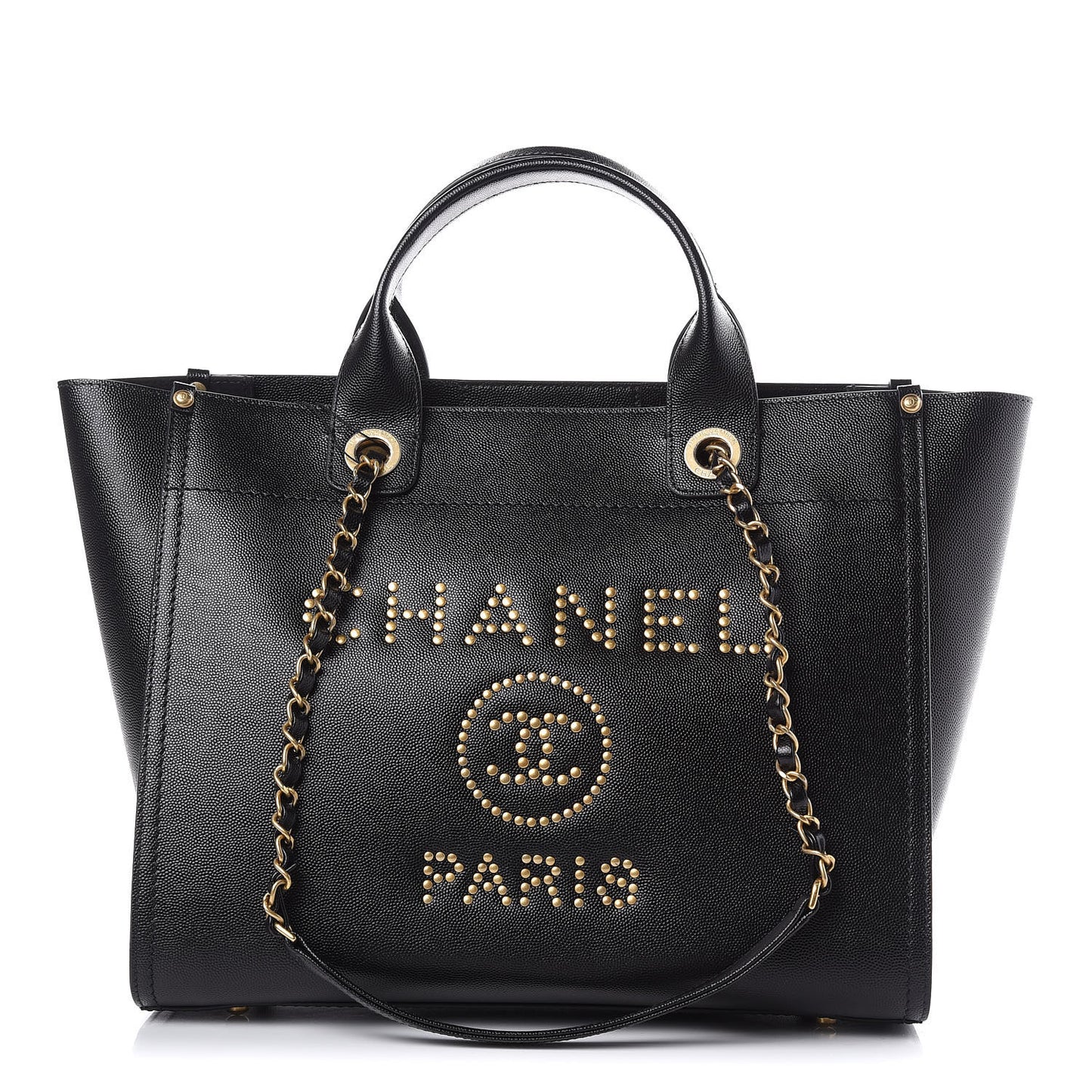 Caviar Small Studded Deauville Tote Black