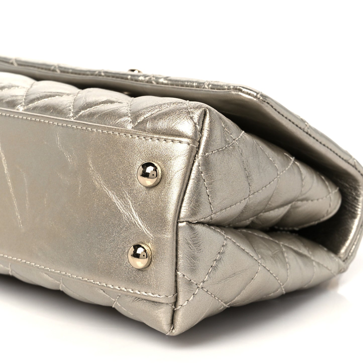 Metallic Aged Calfskin Quilted Mini Coco Handle Flap Gold