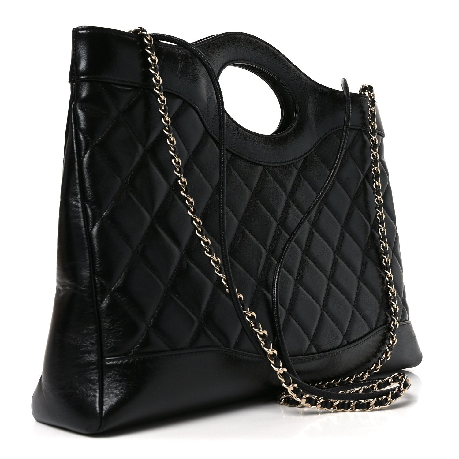 Chanel Shiny Lambskin Quilted 31 Shopping Bag Black 2 of 9