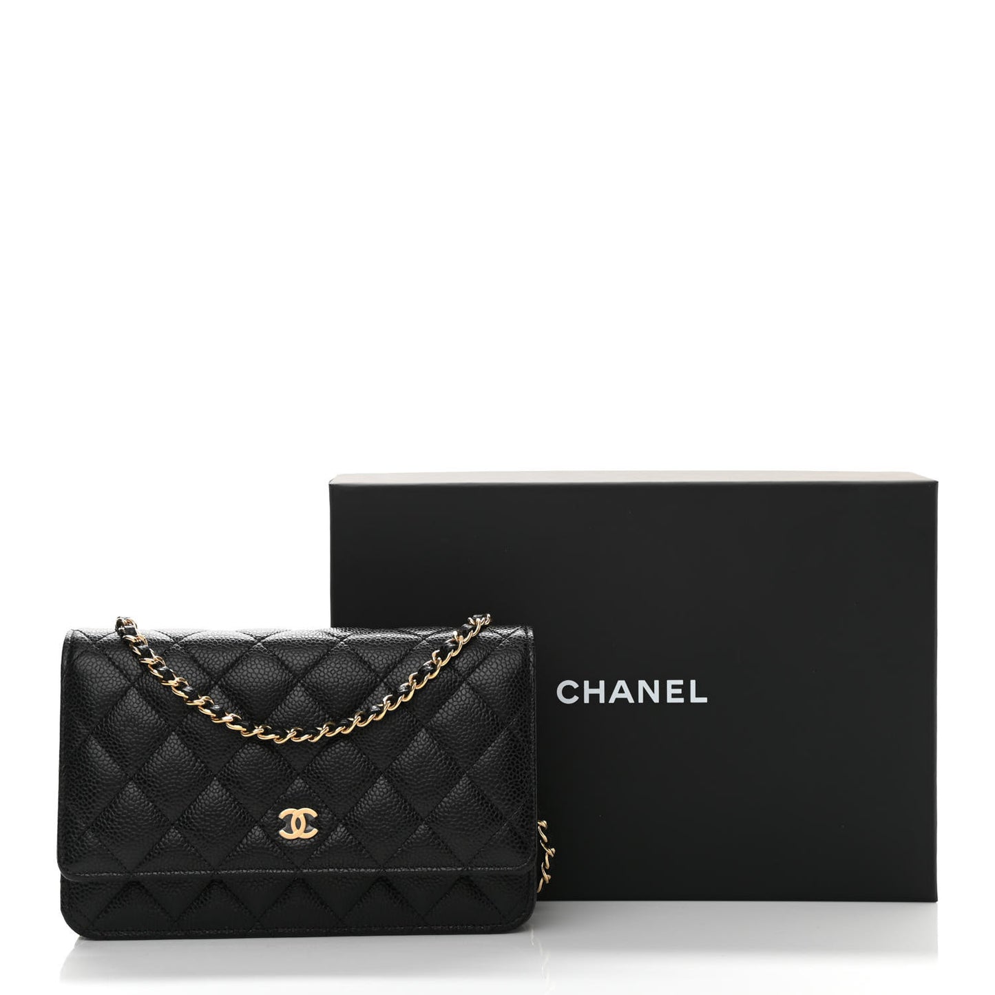 Caviar Quilted Wallet On Chain WOC Black